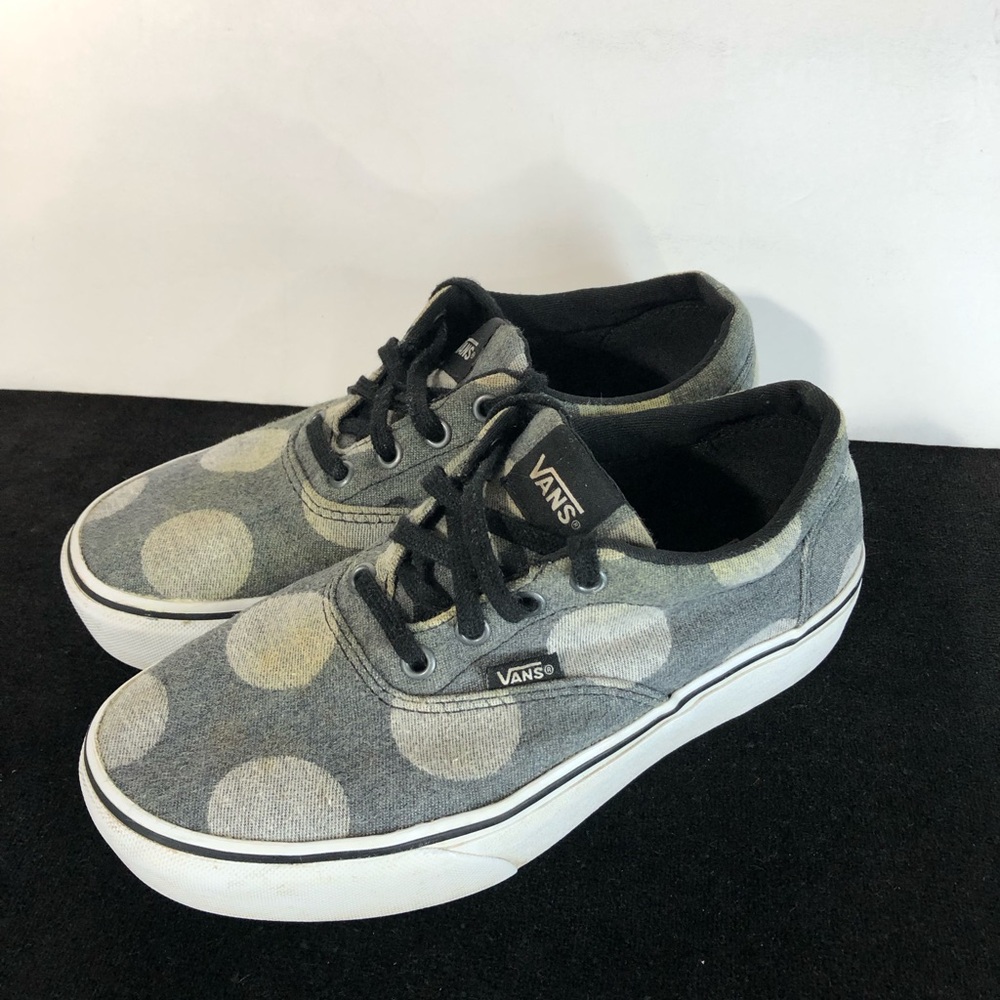 Vans womens sz 7 Doheny Platform Sneakers Gray Polka Dots Lace Up Shoes